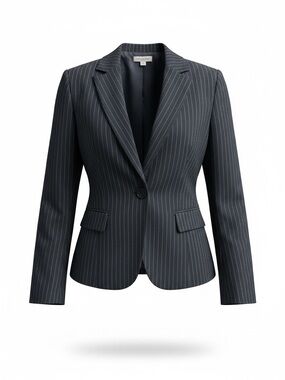 Coldwater Creek Navy Pinstripe Jacket with Shawl Lapel